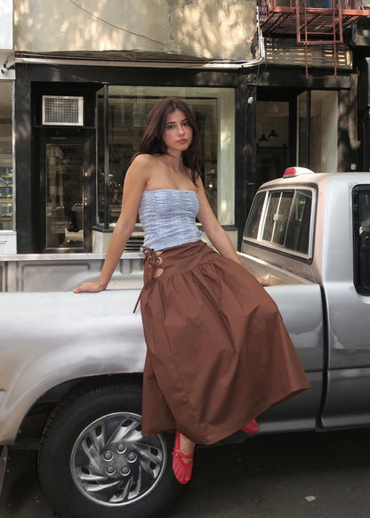 Barcelona Tie Skirt in Brown