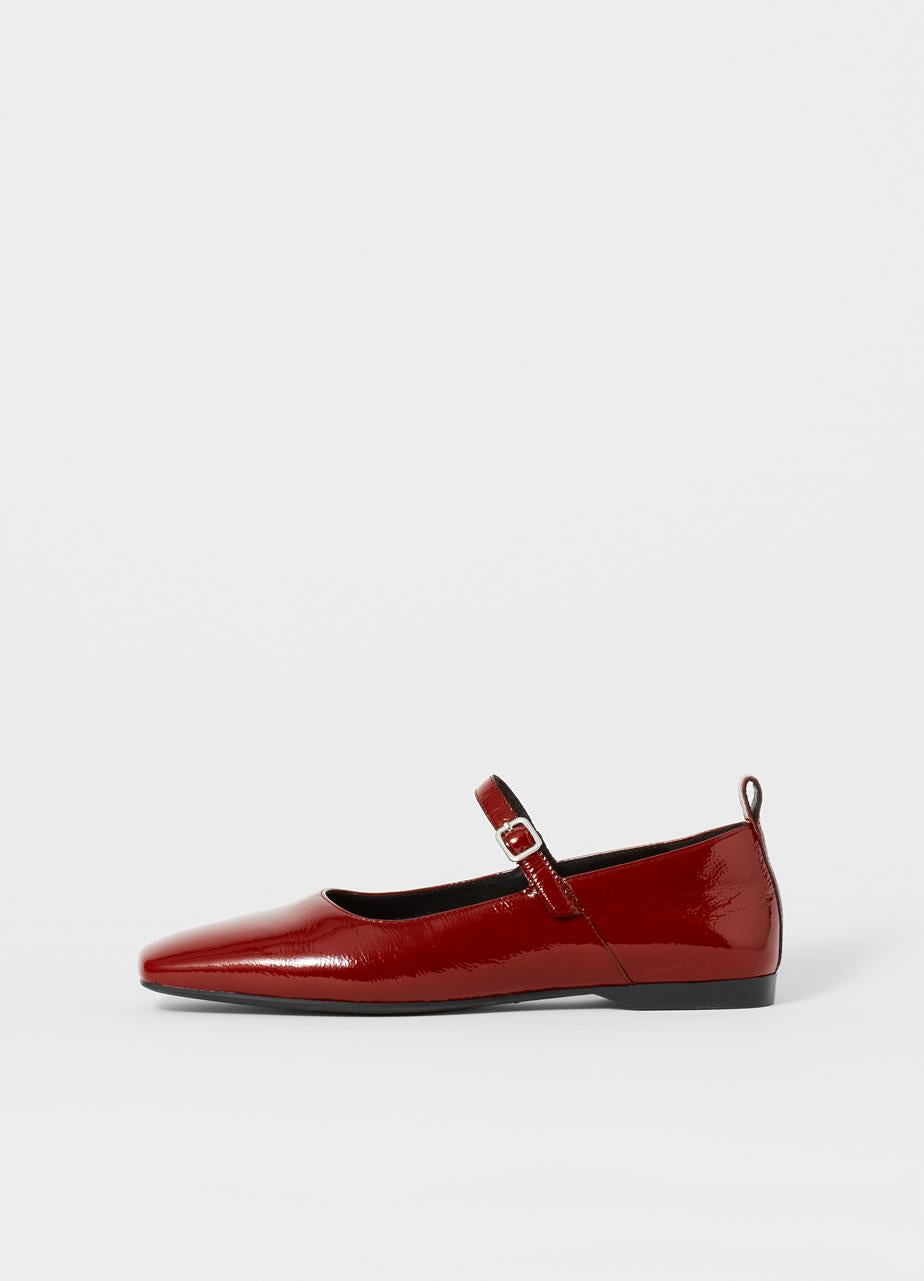 Delia Strap Ballet Flats in Dark Red