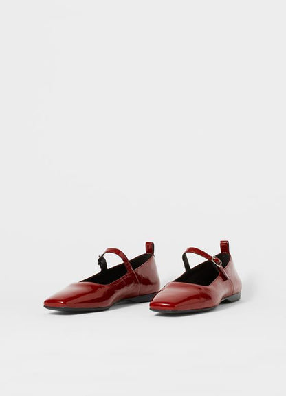 Delia Strap Ballet Flats in Dark Red