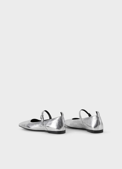 Delia Strap Ballet Flats in Silver