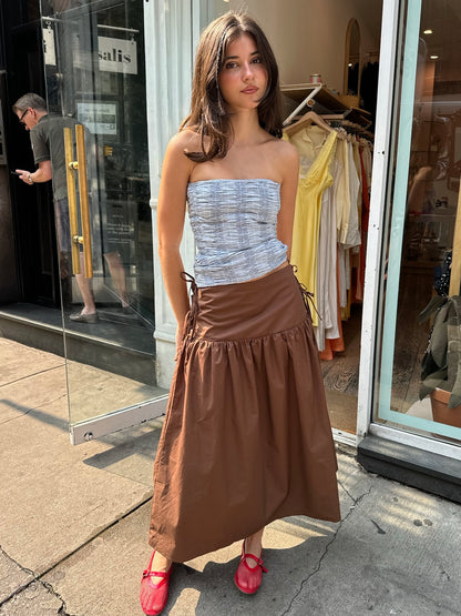 Barcelona Tie Skirt in Brown