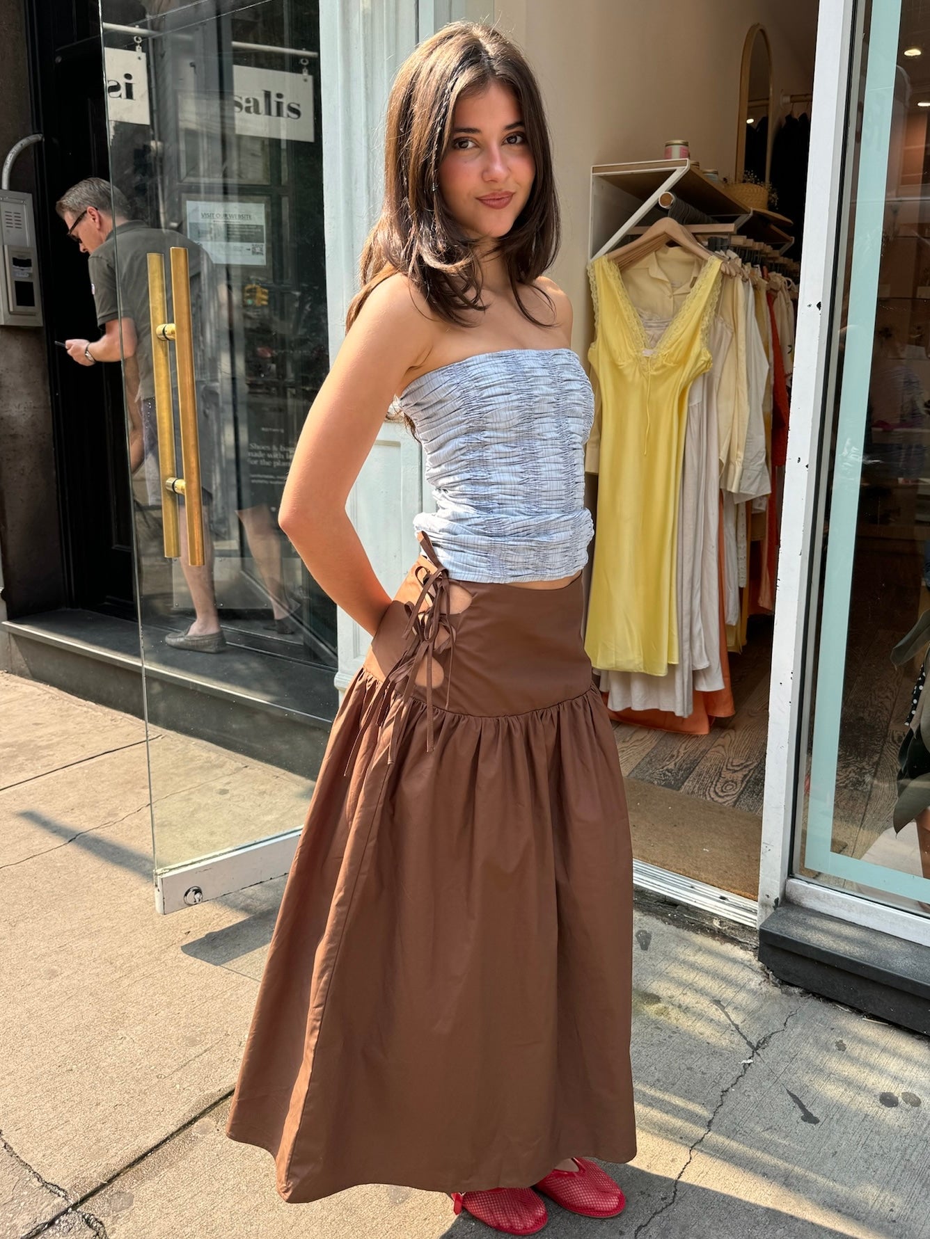 Barcelona Tie Skirt in Brown