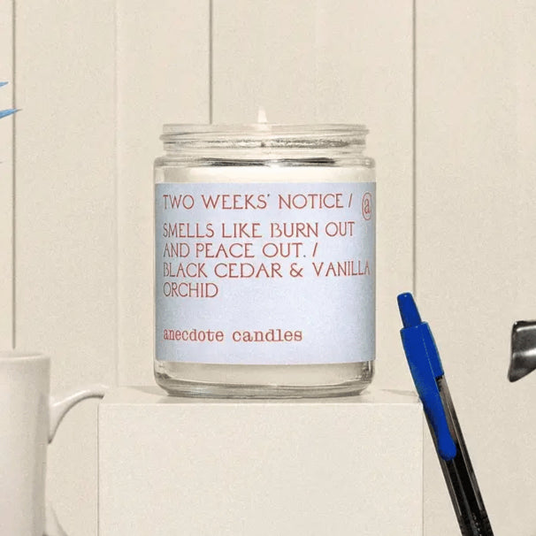 Two Weeks Notice Glass Jar Candle