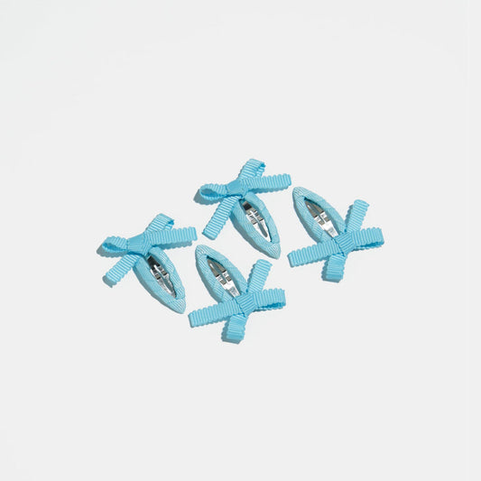 Mini Bow Snap Clips in Baby Blue