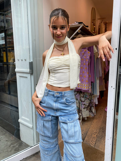 Eve Tube Top & Scarf Set in Cream