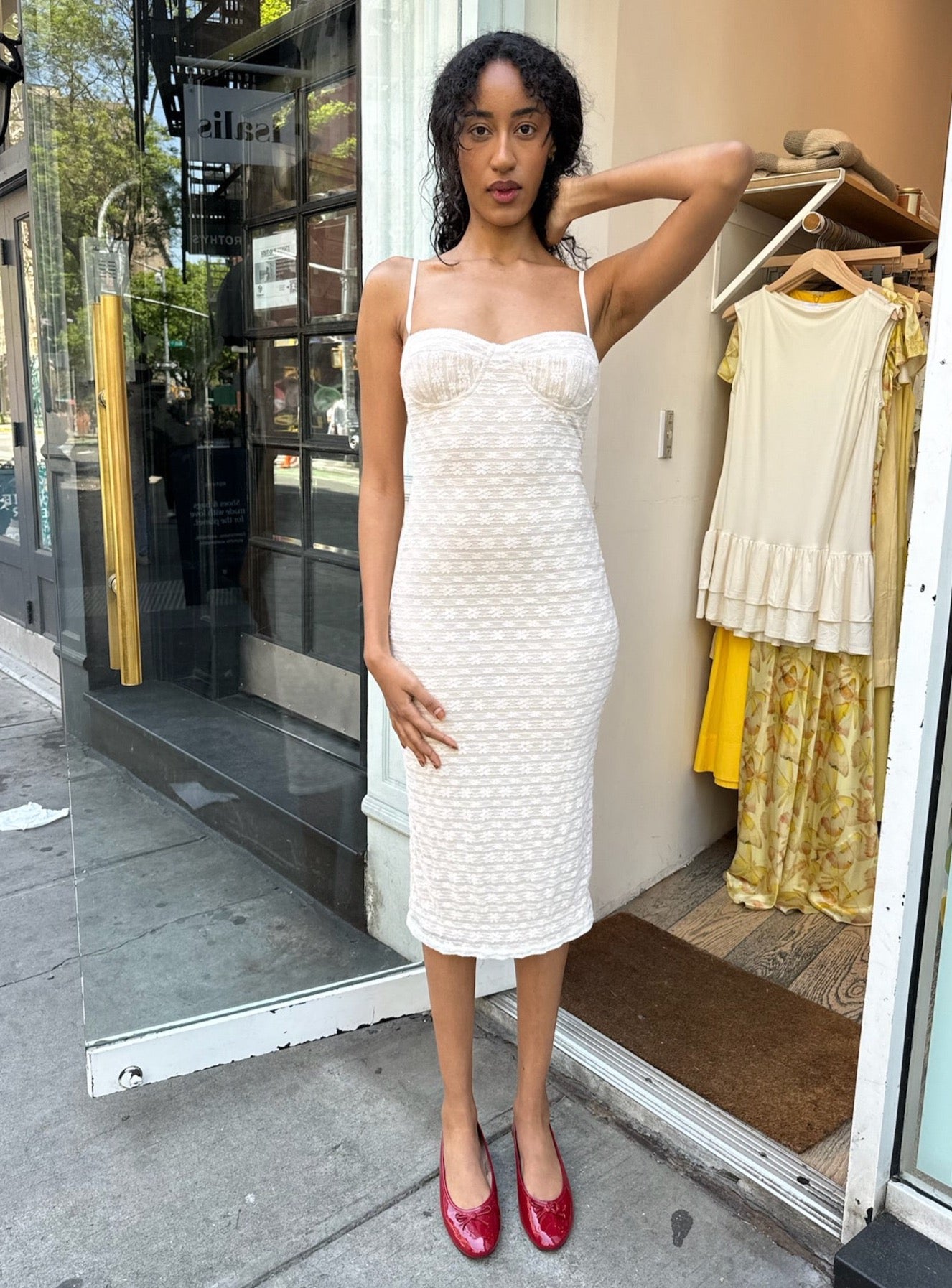 Jasmine Lace Midi Dress in White