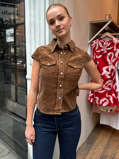 Ella Corduroy Top in Brown