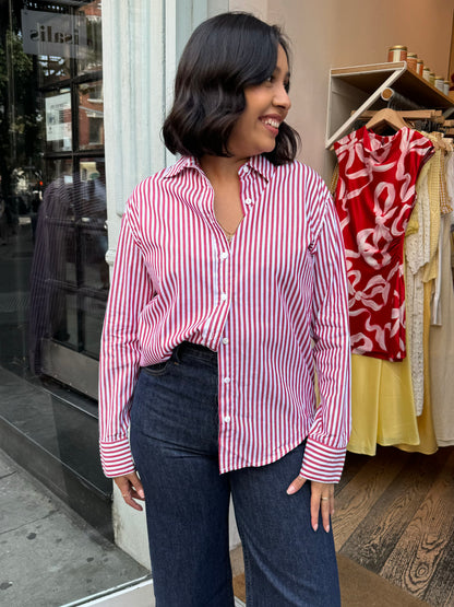 Hester Button Up in Red Stripe