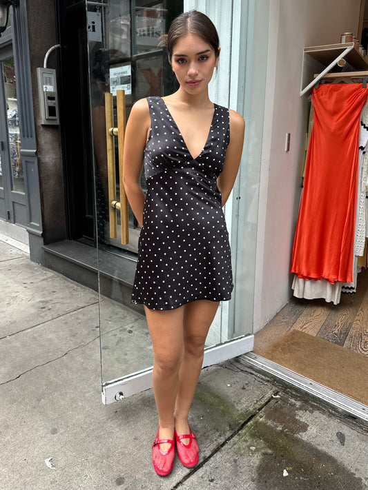 York Mini Polka Dot Dress in Black