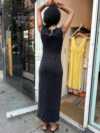 Cupro Jersey Drape Dress in Black