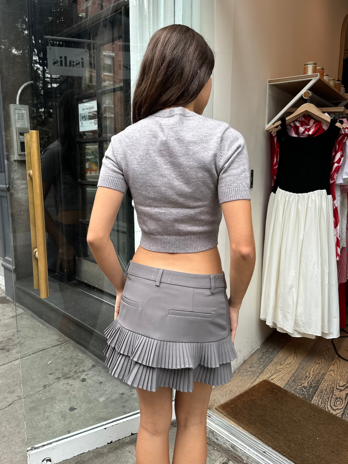 Barry Pleated Mini Skirt in Grey