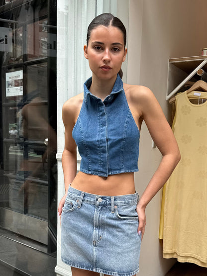 Brittany Denim Collar Top