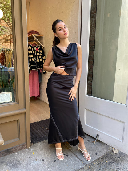 Beckham Top & Maxi Skirt Set in Black