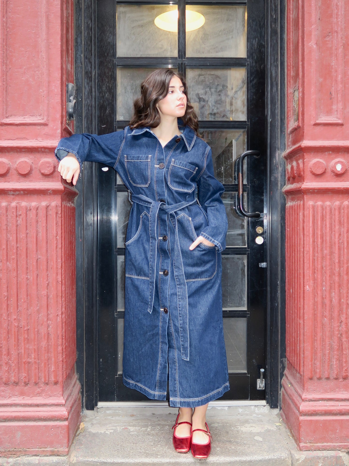 Bijou Alice Trench in Rinse Denim