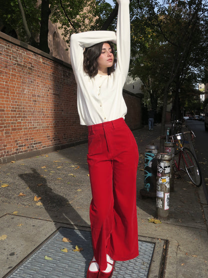 Sailor Velvet Pants in Ruby