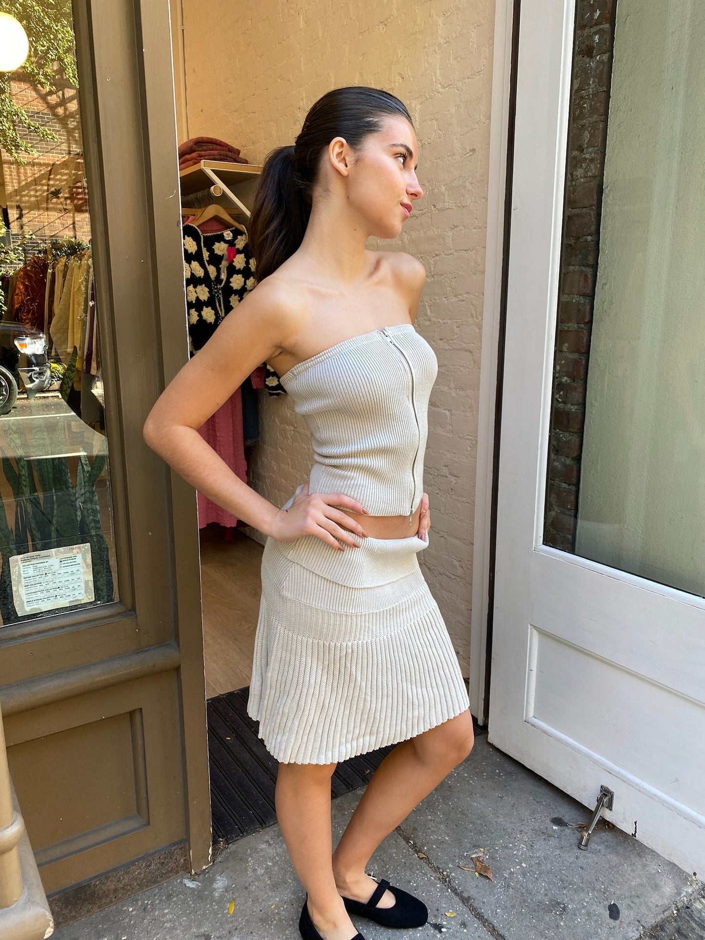 Yasmin Knit Skirt in Silver