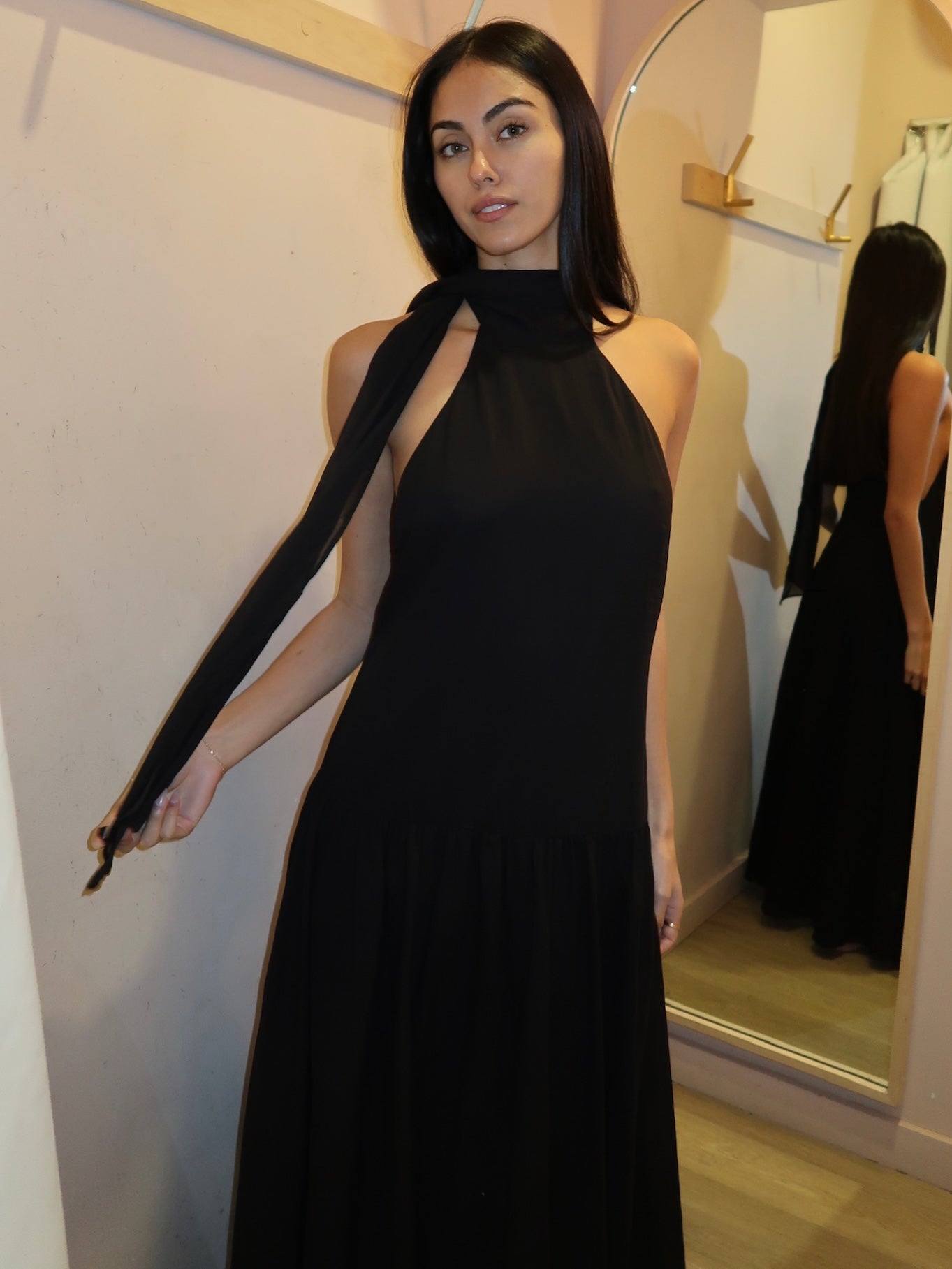 Lina High Neck Dress in Black