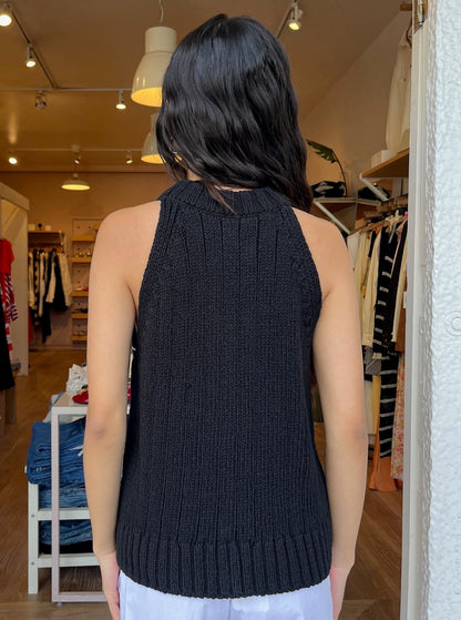 Claire Cotton Sweater Tank in Black