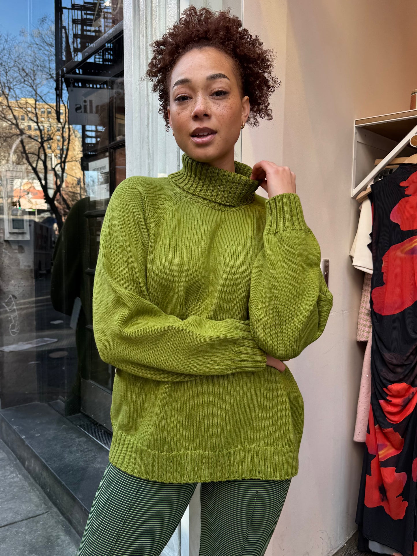 Cotton Cashmere Turtleneck Sweater in Martini