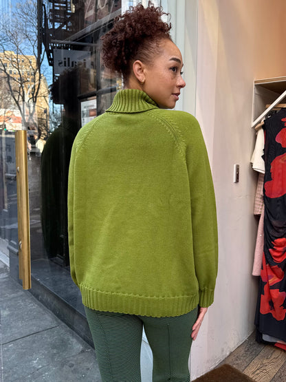 Cotton Cashmere Turtleneck Sweater in Martini