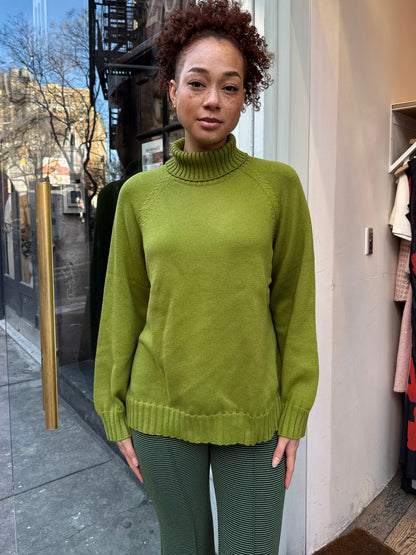 Cotton Cashmere Turtleneck Sweater in Martini