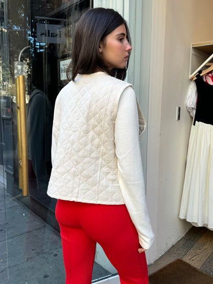 Quilted Vest in Creme