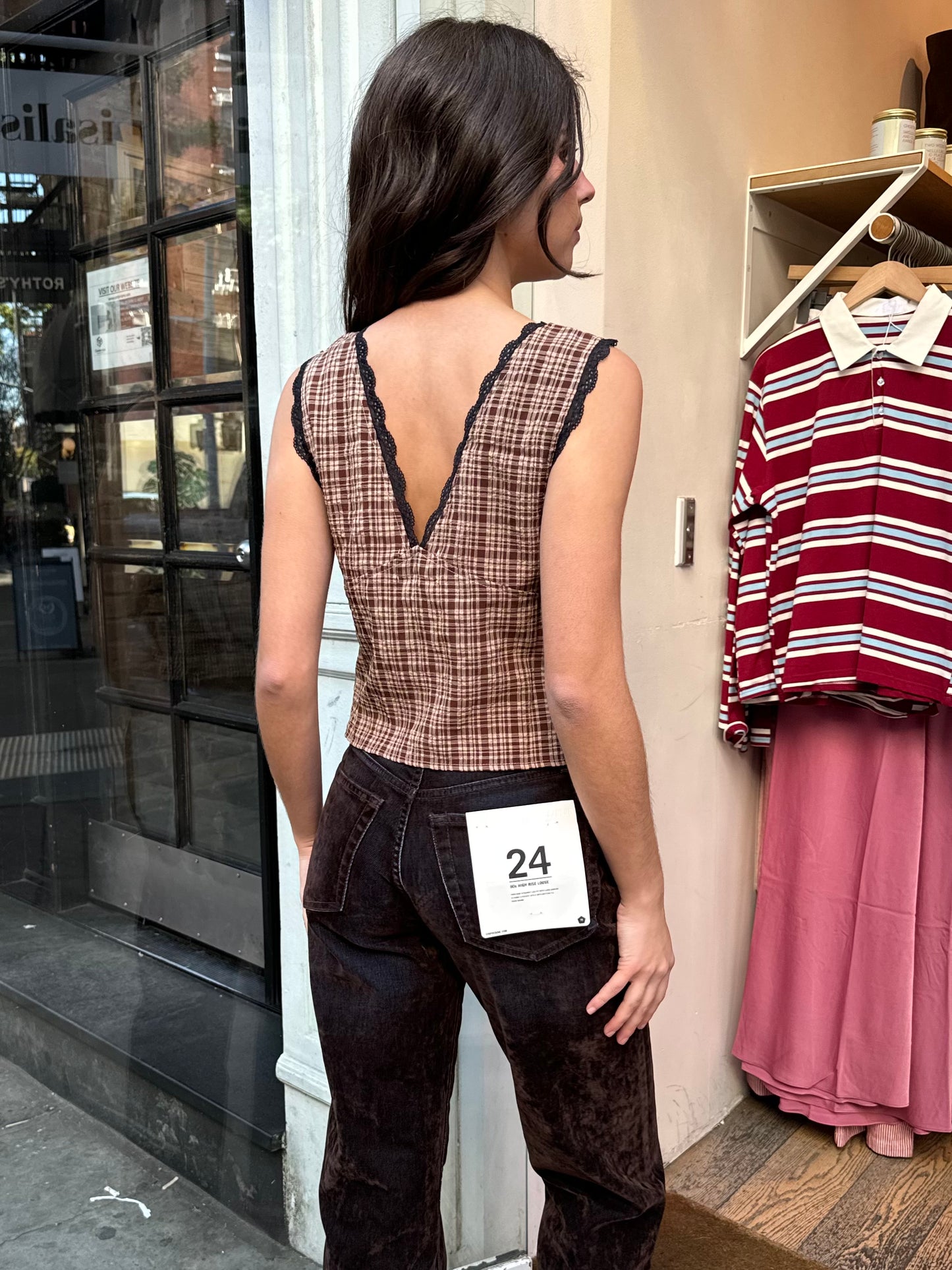 Aspyn Top in Brown Plaid