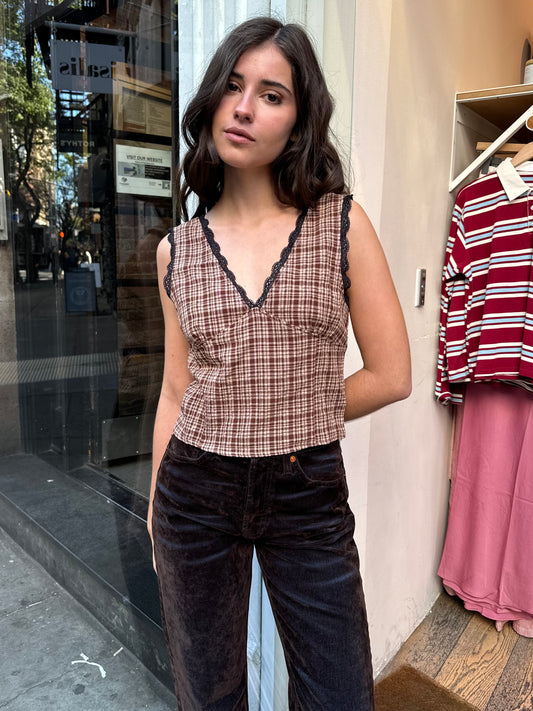 Aspyn Top in Brown Plaid