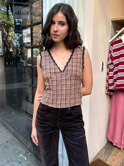 Aspyn Top in Brown Plaid