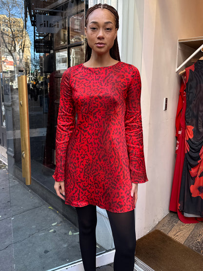 Faye Mini Dress in Red Leopard