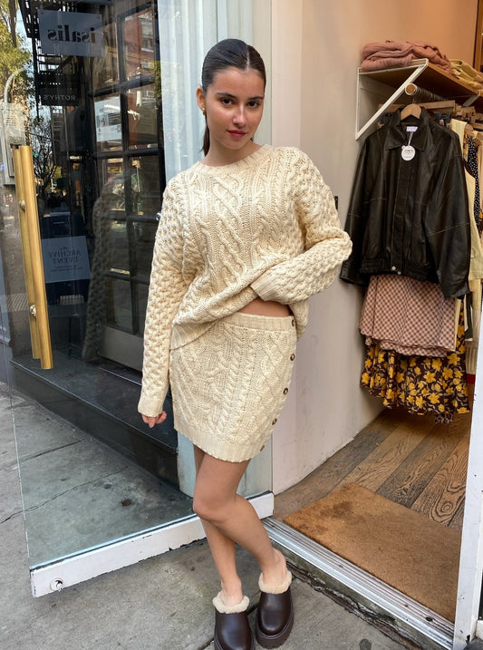 Callas Cable Knit Set in Cream