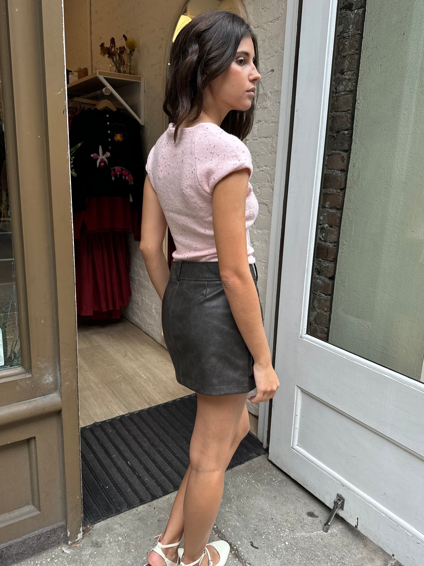 Aimee Moto Skirt in Espresso