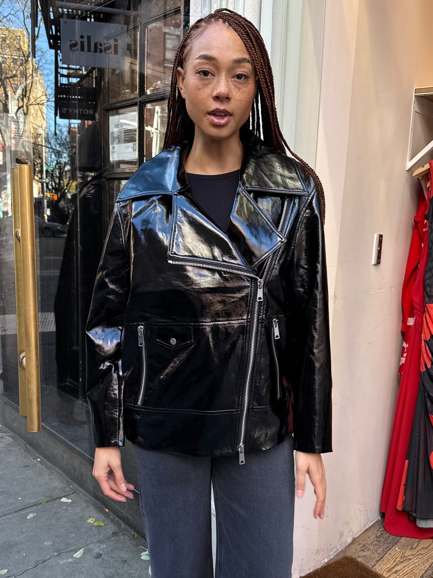 Winona Off Duty Moto Jacket in Black Vinyl