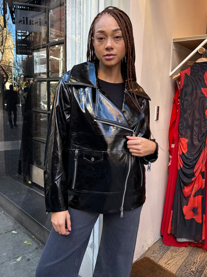 Winona Off Duty Moto Jacket in Black Vinyl