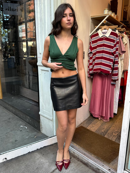 Agda Leather Mini Skirt in Detox