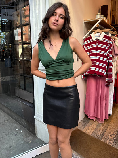 Agda Leather Mini Skirt in Detox