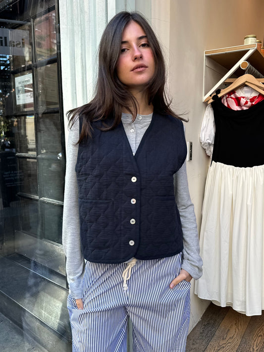 Quilted Vest in Navy