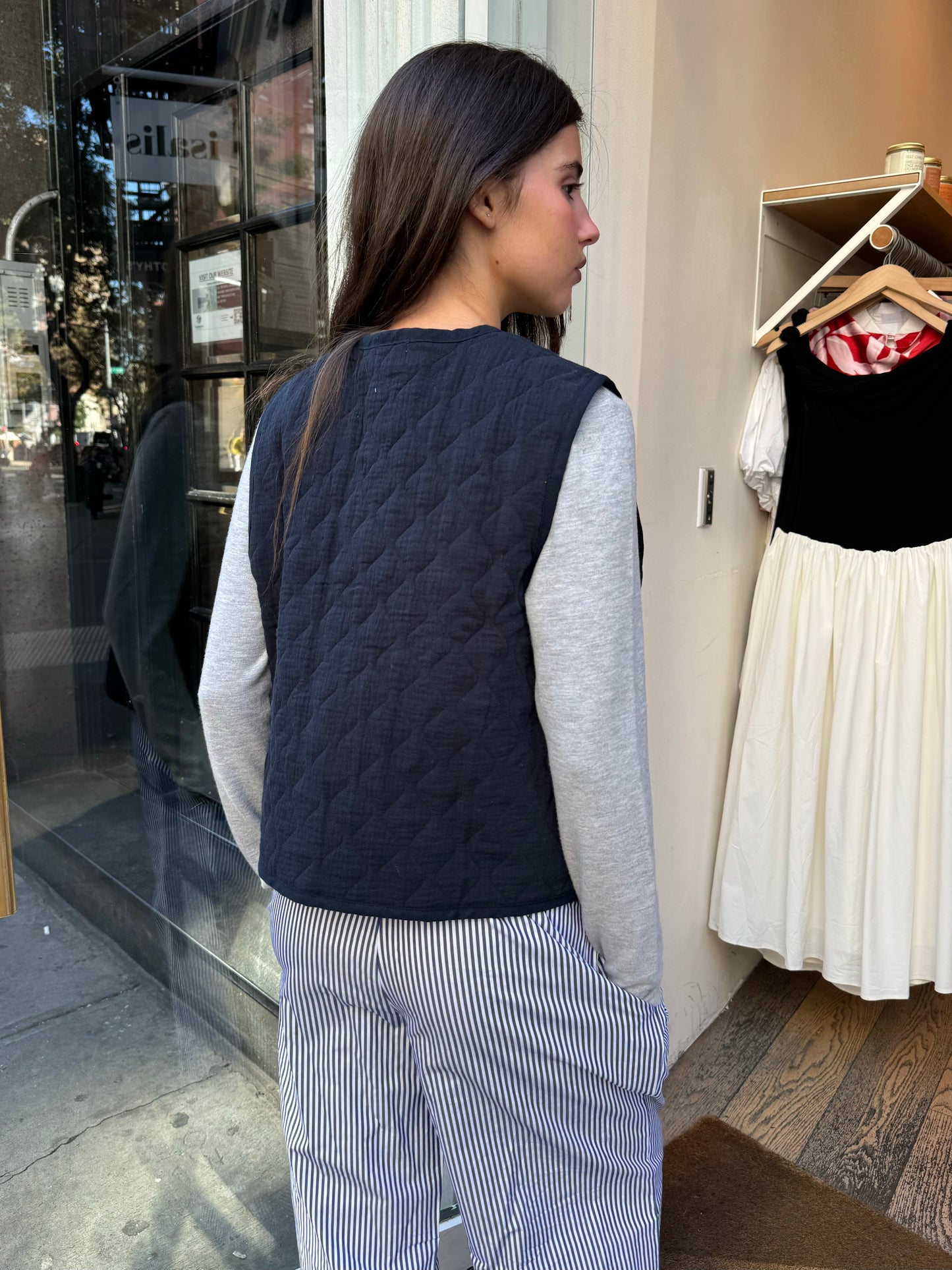 Quilted Vest in Navy