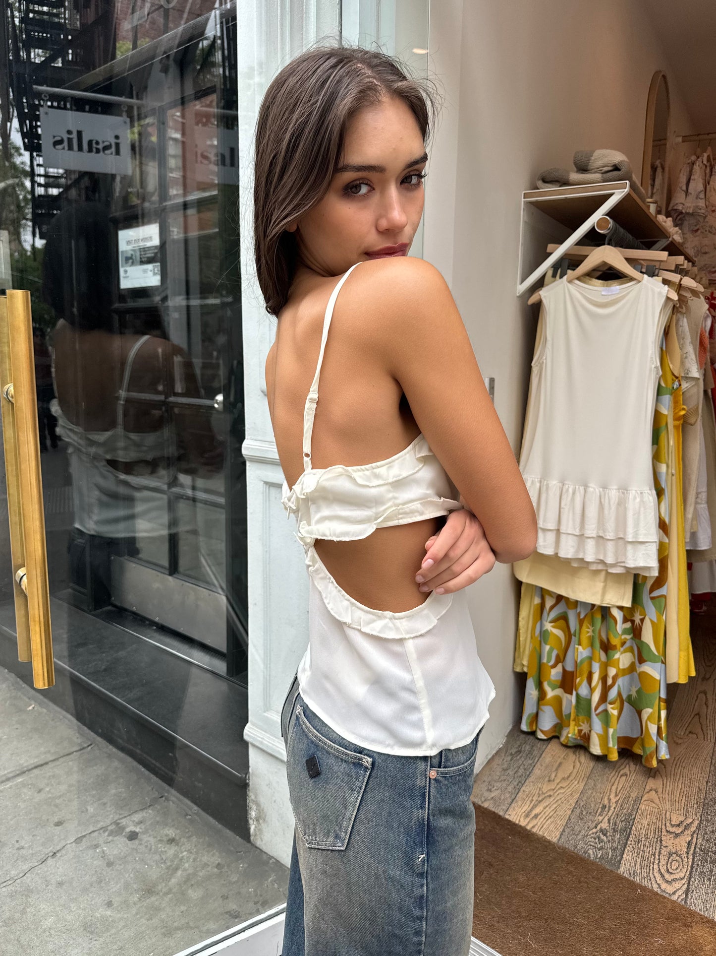 Alison Cut Out Top in Cream