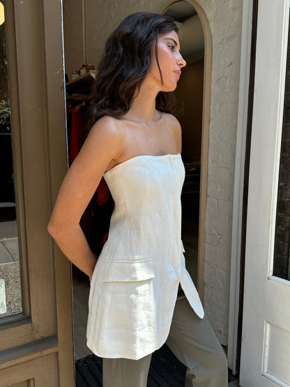 Tailored Strapless Top in Ivory