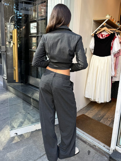 Rowy Trousers in Dark Grey Pinstripe