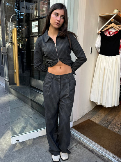 Rowy Trousers in Dark Grey Pinstripe