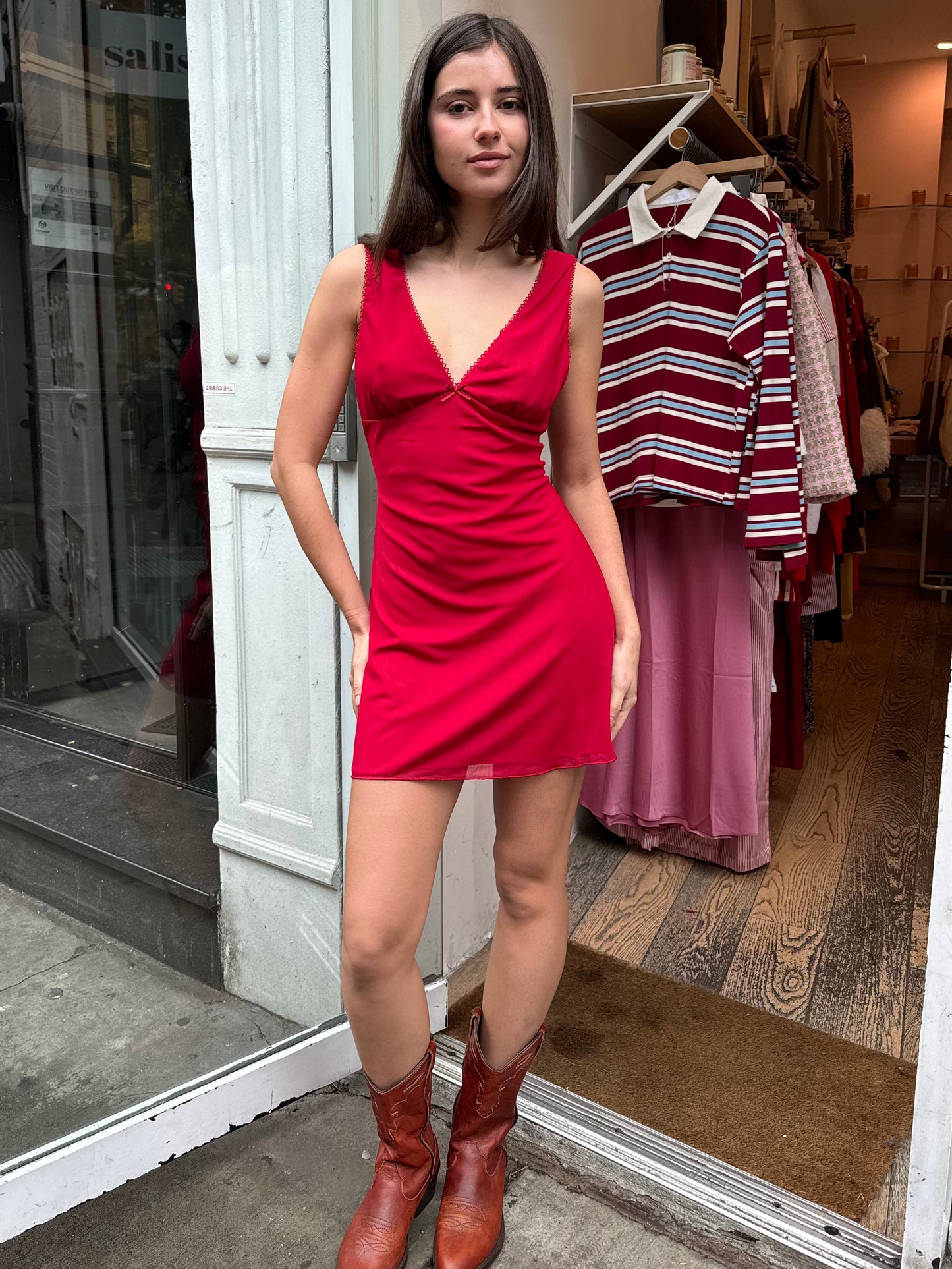 Haswell Mini Dress in Crimson