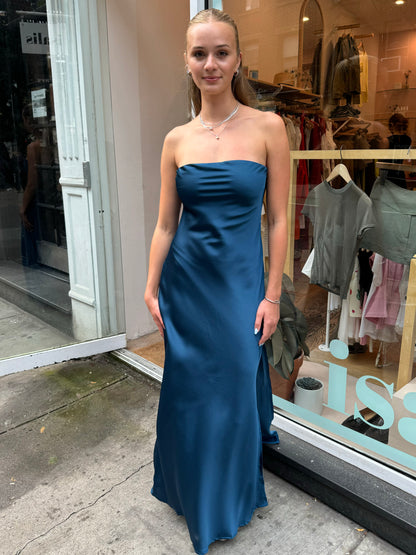 Caspia Strapless Dress in Peacock Blue