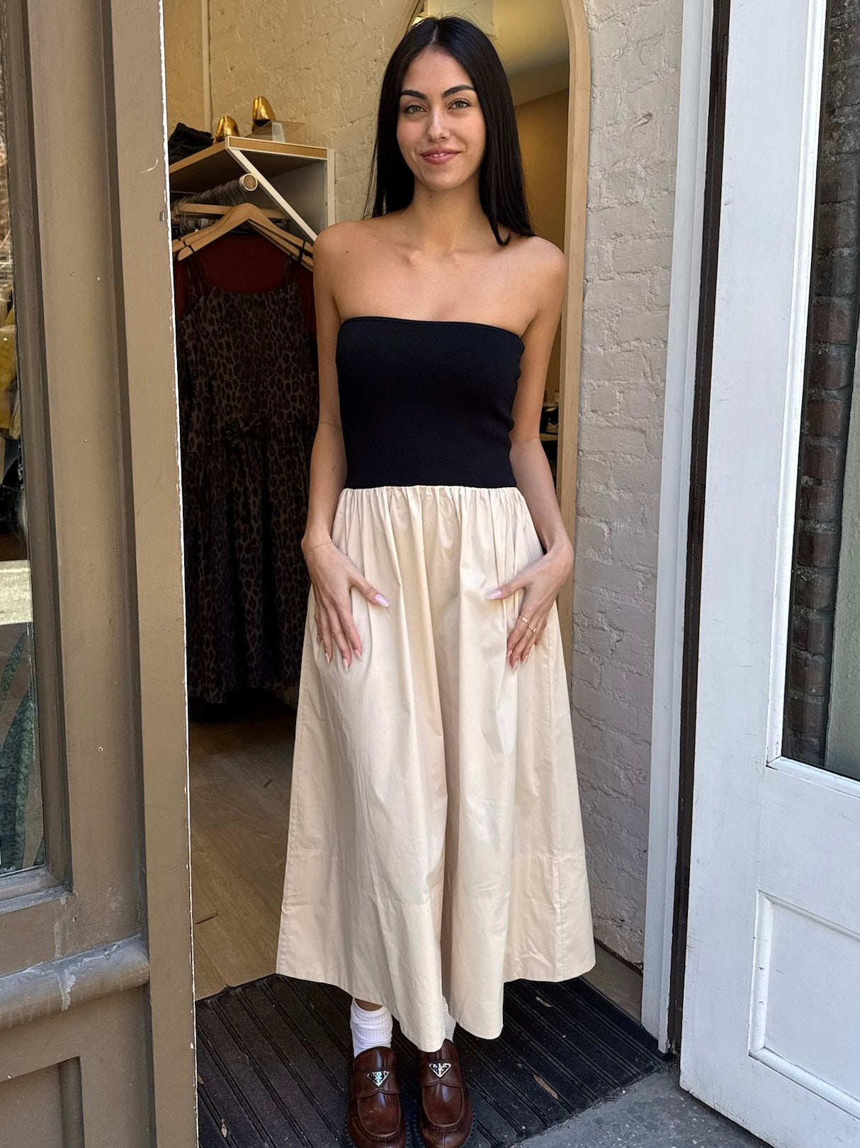 Mavo Tube Top Dress in Pepper & Salt