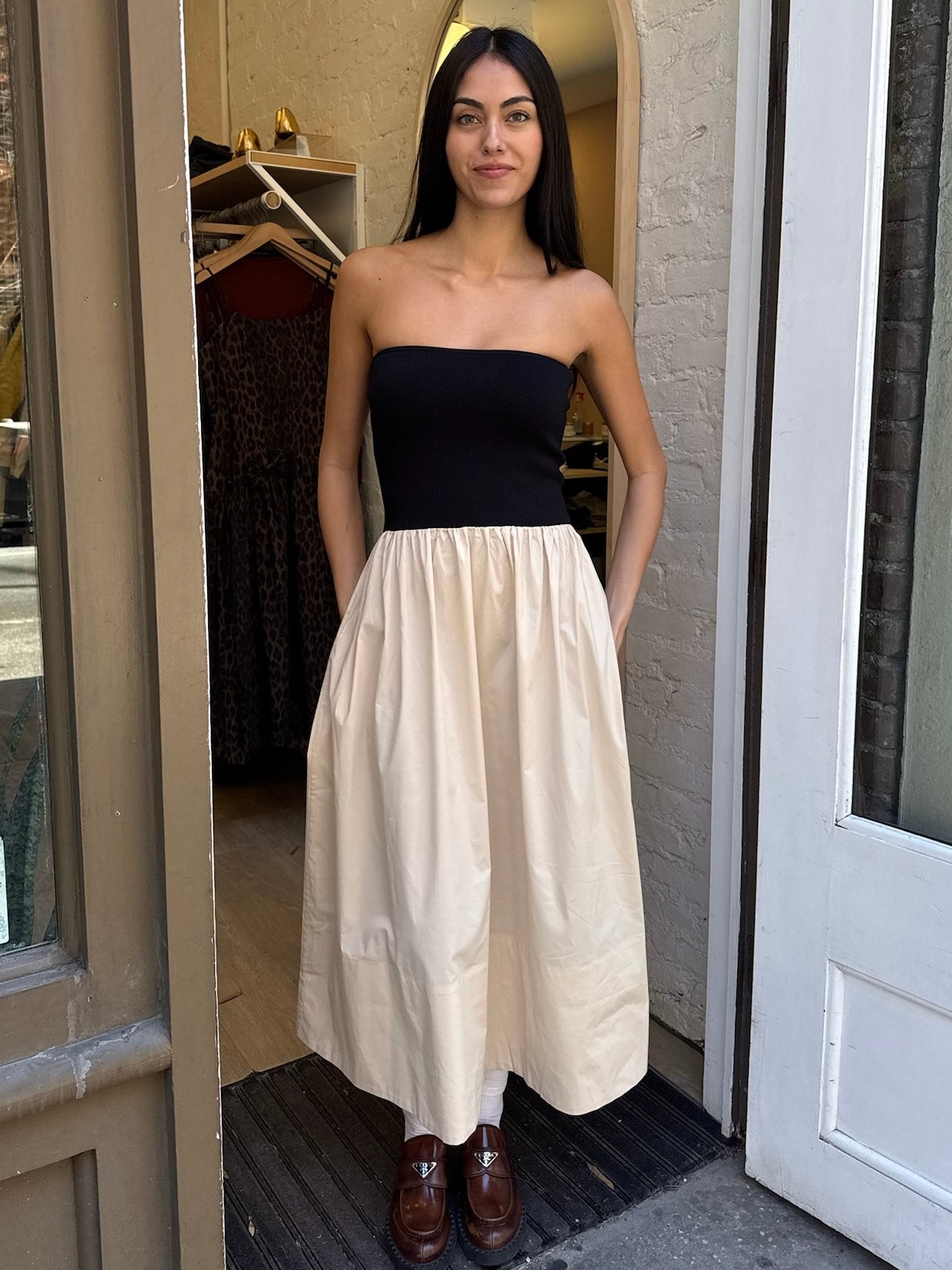 Mavo Tube Top Dress in Pepper & Salt