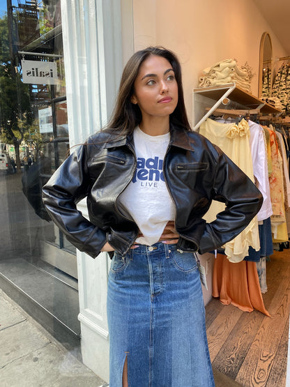 Harley Faux Leather Jacket in Vintage Brown