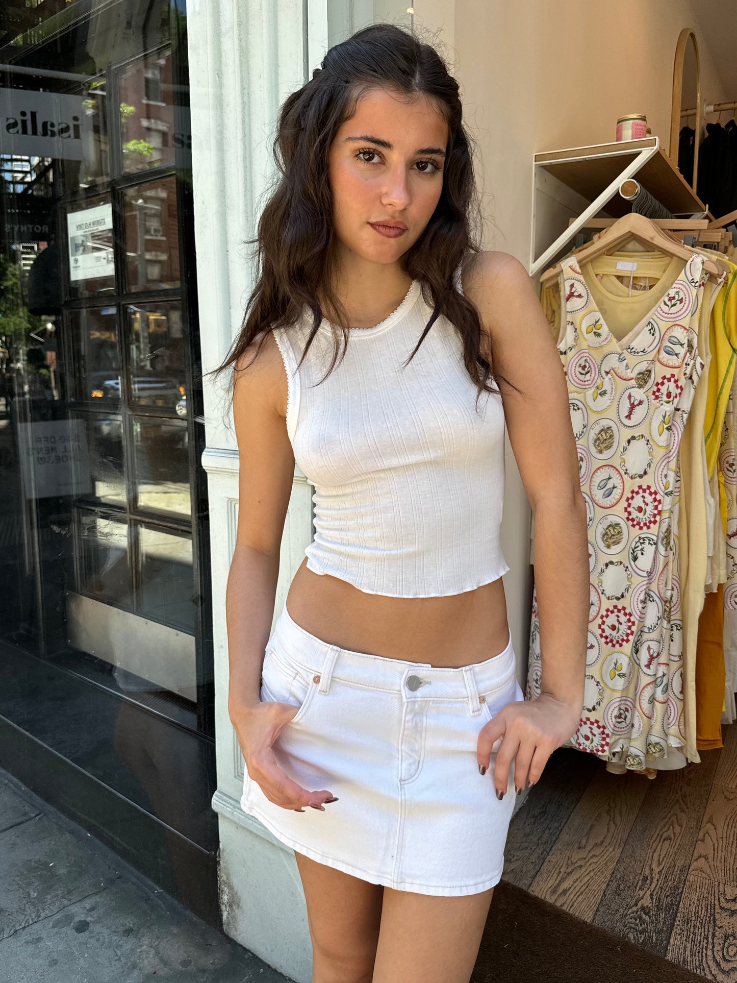 Edie Eyelet Tank in White