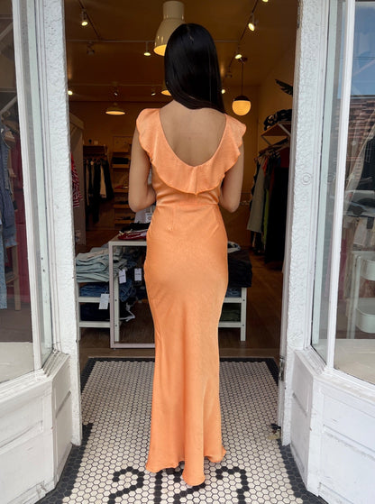 Venus Satin Maxi Dress in Orange