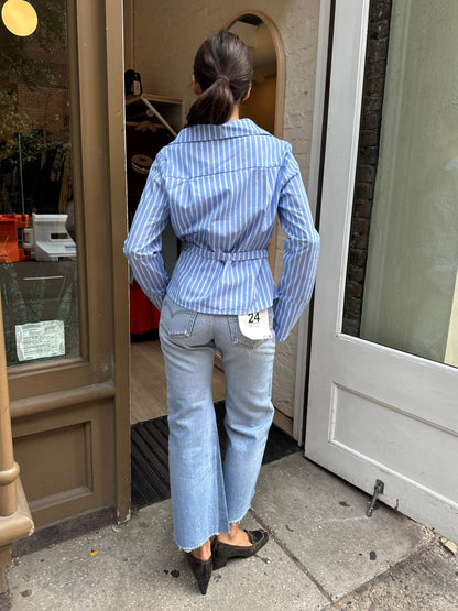 Elle Belted Shirt in Light Blue